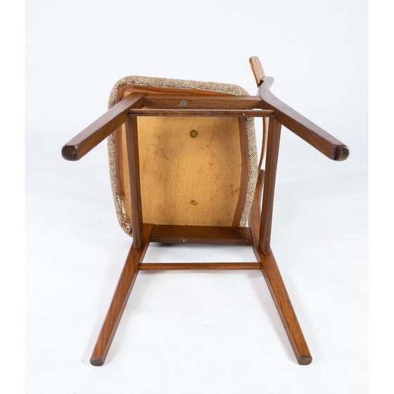 Image 1 of Vintage teak en lichte stoffen stoel Denemarken 1960