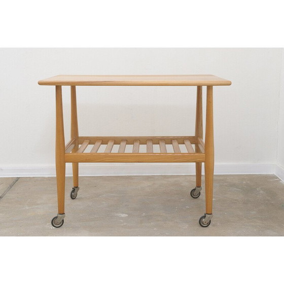 Image 1 of Vintage beukenhouten serveertafel van Krásná Jizba, Tsjecho-Slowakije 1950