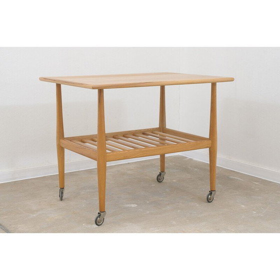 Image 1 of Vintage beukenhouten serveertafel van Krásná Jizba, Tsjecho-Slowakije 1950