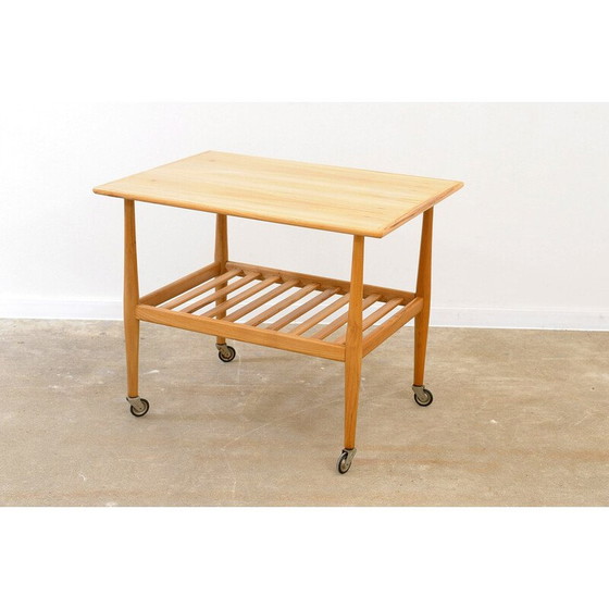 Image 1 of Vintage beukenhouten serveertafel van Krásná Jizba, Tsjecho-Slowakije 1950