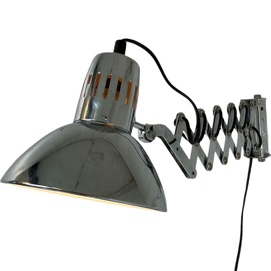 Image 1 of Vintage Schaar Wandlamp - Verchroomd Metaal - Mid Century Modern - ca. 1970's - Uitschuifbaar / Verstelbaar