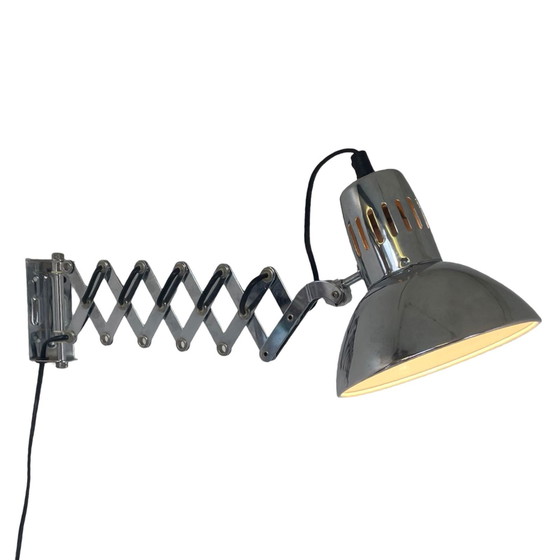 Image 1 of Vintage Schaar Wandlamp - Verchroomd Metaal - Mid Century Modern - ca. 1970's - Uitschuifbaar / Verstelbaar