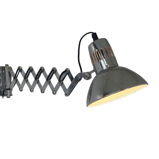 Image 1 of Vintage Schaar Wandlamp - Verchroomd Metaal - Mid Century Modern - ca. 1970's - Uitschuifbaar / Verstelbaar