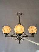 1930S Messing en Nikkel Art Deco Kroonluchter
