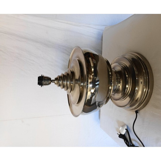 Image 1 of Paar vintage gepolijste aluminium lampvoeten, 1990