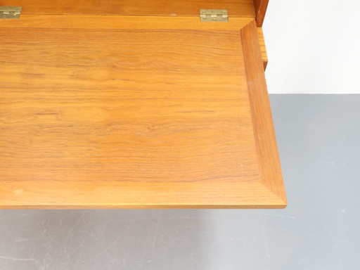 Deense vintage boekenkast secretaire teak