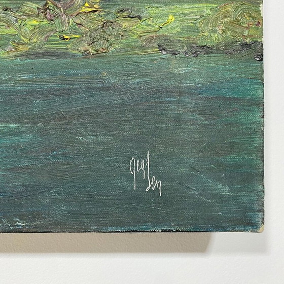 Image 1 of Vintage schilderij met boten, 1940