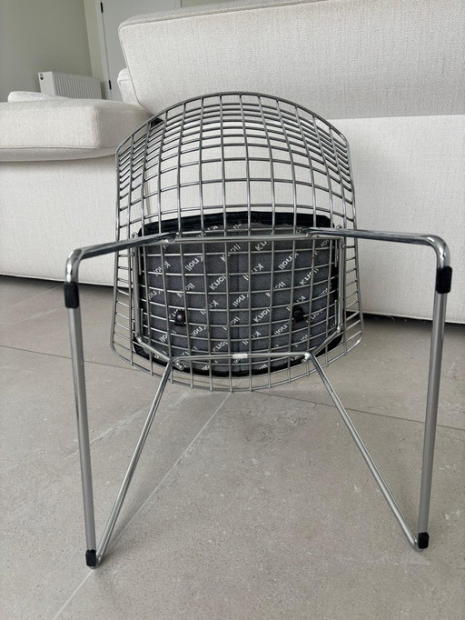 Knoll Bertoia Draadstoelen - 4 Stuks - Met Leren Zitting