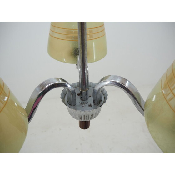 Image 1 of Vintage kroonluchter van chroom en glas, Tsjecho-Slowakije 1960