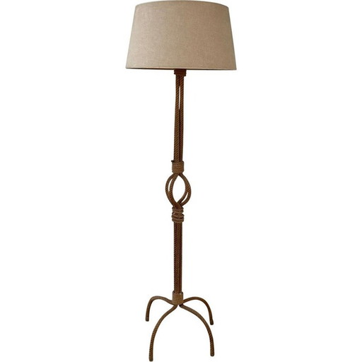 Vintage touw vloerlamp van Audoux-Minet, Frankrijk 1960