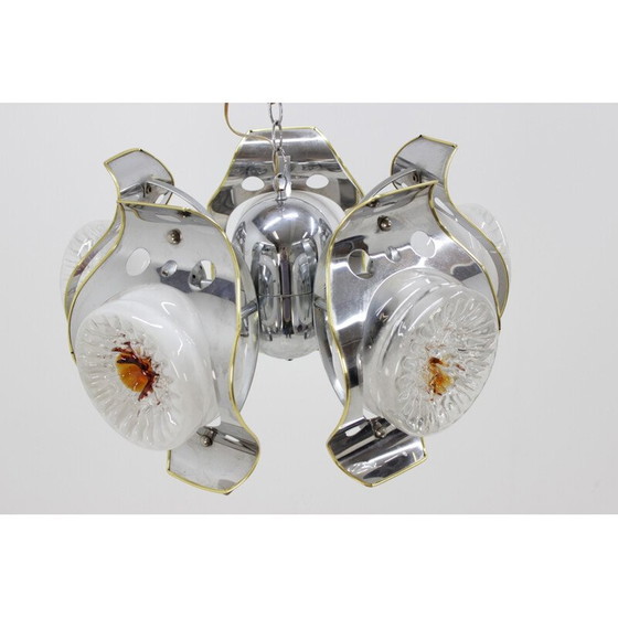 Image 1 of Vintage kroonluchter in metaal en Murano glas voor Mazzega, Italië 1970