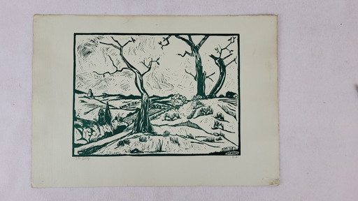 Originele gravure J.M Bory - Payasage