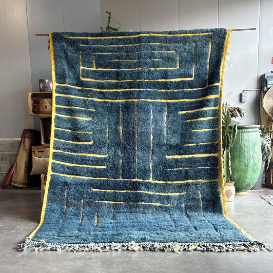 Image 1 of Blauw Eigentijds Marokkaans Berber Vloerkleed