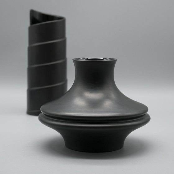 Image 1 of Marcello Morandini & Tapio Wirkkala Rosenthal Matte Porcelaine Noire Duo Vaas