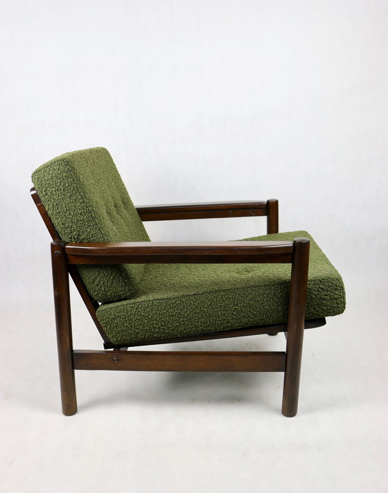 Image 1 of Vintage Fauteuil In Olijf Boucle, 1970S