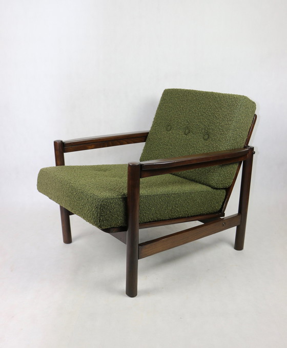 Image 1 of Vintage Fauteuil In Olijf Boucle, 1970S