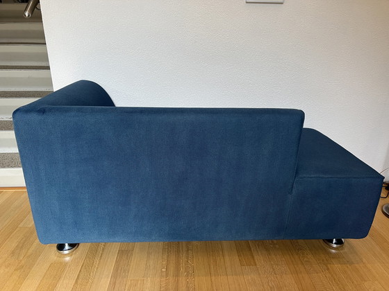 Image 1 of Gelderland 4800 Armrechts 2 Zits Chaise Longue Stof Kvadrat 632 Blauw