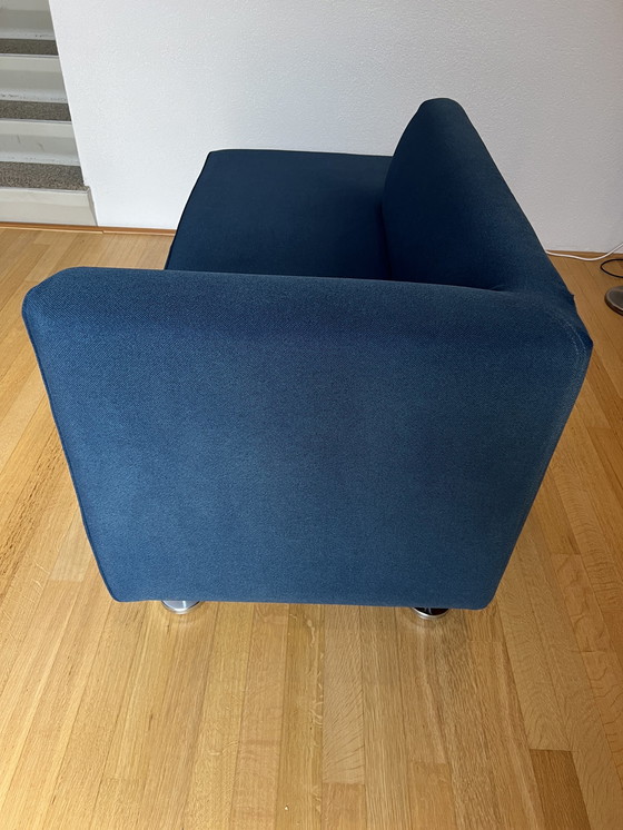 Image 1 of Gelderland 4800 Armrechts 2 Zits Chaise Longue Stof Kvadrat 632 Blauw