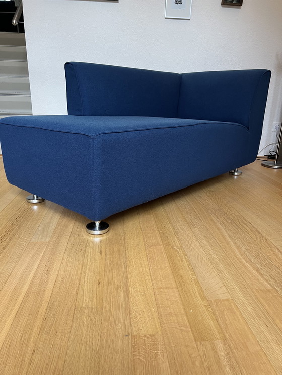 Image 1 of Gelderland 4800 Armrechts 2 Zits Chaise Longue Stof Kvadrat 632 Blauw