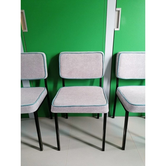 Image 1 of Set van 4 vintage stoelen in grijs metaal