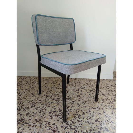 Image 1 of Set van 4 vintage stoelen in grijs metaal
