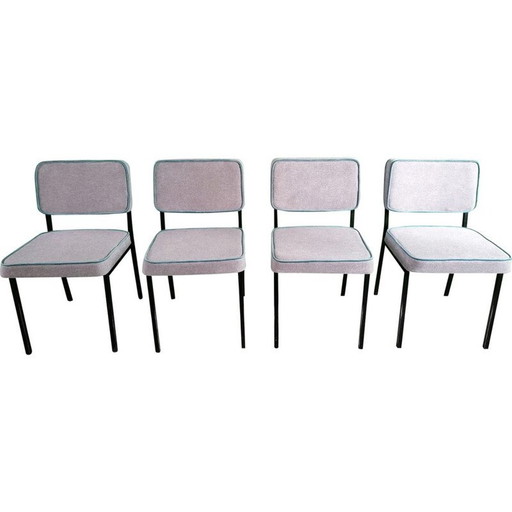 Set van 4 vintage stoelen in grijs metaal