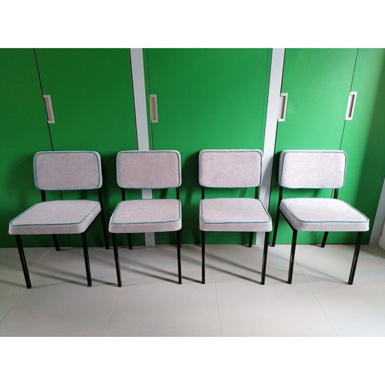 Image 1 of Set van 4 vintage stoelen in grijs metaal
