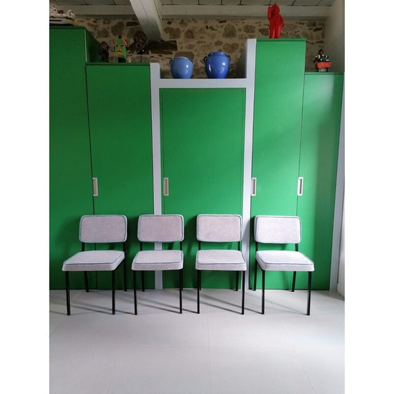 Image 1 of Set van 4 vintage stoelen in grijs metaal