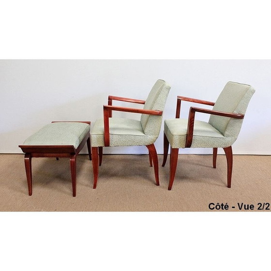 Image 1 of Paar vintage Bridge stoelen en Art Deco kruk, 1940