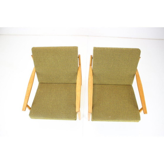 Image 1 of Paar vintage groene fauteuils, Tsjecho-Slowakije 1960