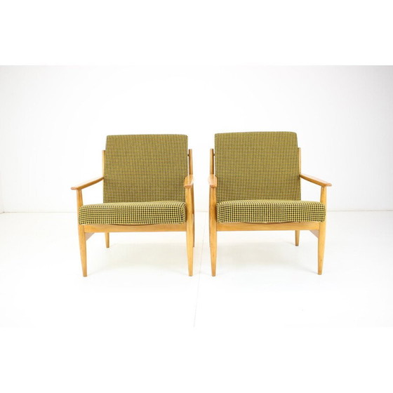 Image 1 of Paar vintage groene fauteuils, Tsjecho-Slowakije 1960