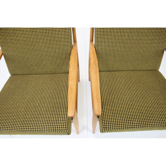 Image 1 of Paar vintage groene fauteuils, Tsjecho-Slowakije 1960