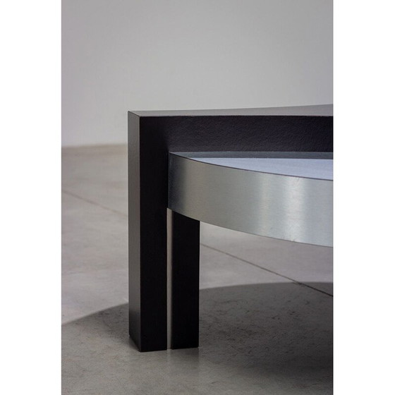Image 1 of Vintage zwart en geborsteld aluminium salontafel, 1970