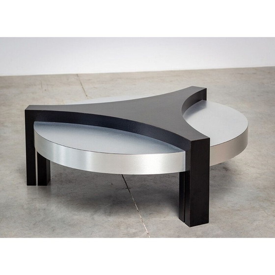 Image 1 of Vintage zwart en geborsteld aluminium salontafel, 1970