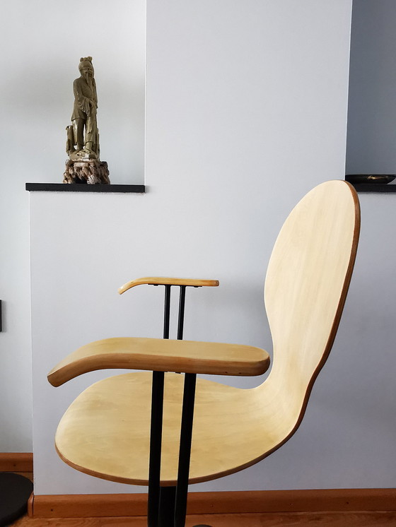 Image 1 of Werkstoel, Dutch Design Jaren 80, Kuipzitting Volledig In Multiplex