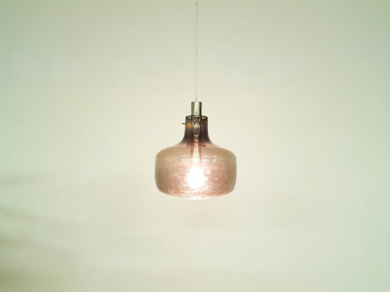 Image 1 of Mid-eeuwse grijze glazen hanglamp