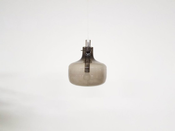 Image 1 of Mid-eeuwse grijze glazen hanglamp