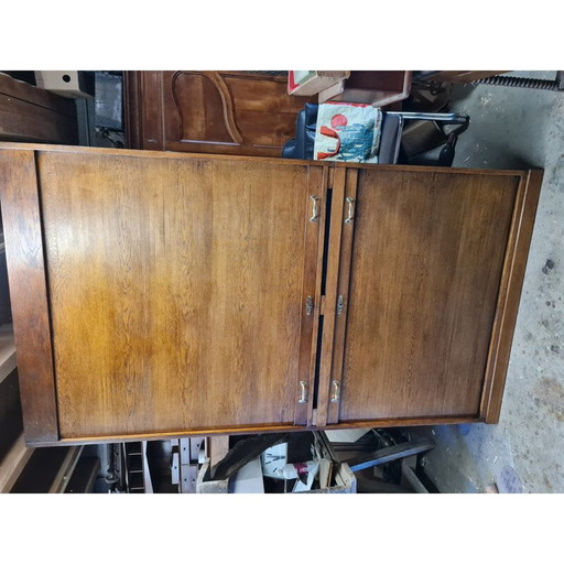 Vintage eiken gordijnkast