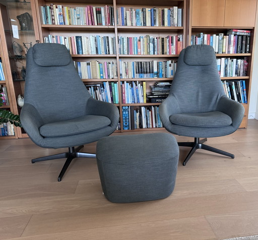 2x Pode Sparkle two fauteuil met poef