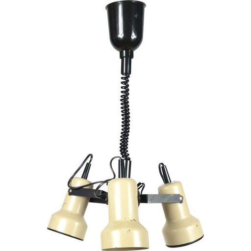 Vintage beige stalen space age hanglamp van Richard Essig Besigheim, Duitsland 1970