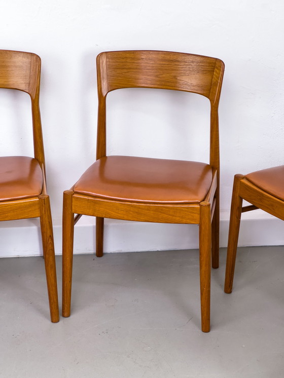 Image 1 of Eetkamerstoelen van teak en leer van Korup Stolefabrik, jaren 1960, set van 6