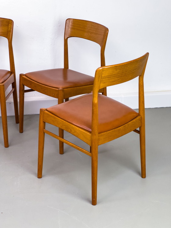 Image 1 of Eetkamerstoelen van teak en leer van Korup Stolefabrik, jaren 1960, set van 6