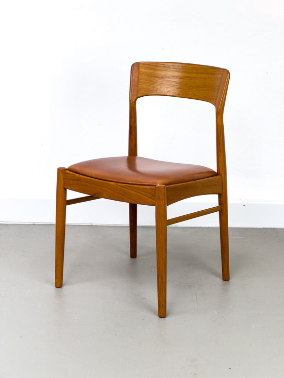 Image 1 of Eetkamerstoelen van teak en leer van Korup Stolefabrik, jaren 1960, set van 6