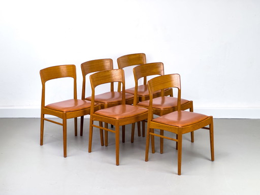 Eetkamerstoelen van teak en leer van Korup Stolefabrik, jaren 1960, set van 6