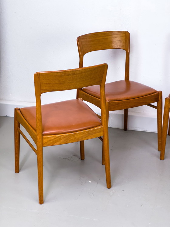 Image 1 of Eetkamerstoelen van teak en leer van Korup Stolefabrik, jaren 1960, set van 6