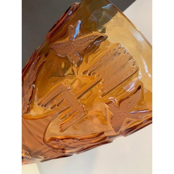 Image 1 of Eigentijdse Italiaanse Amber Cristal handgemaakte geslepen vaas