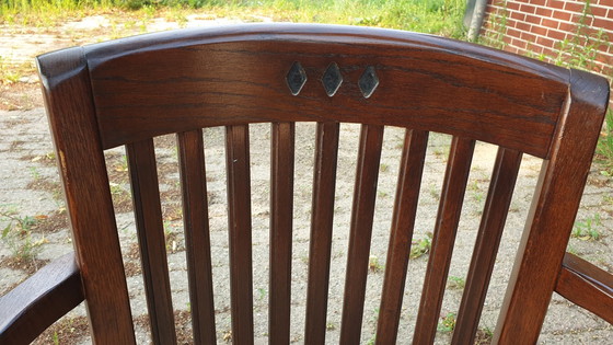 Image 1 of 6 Eiken Jugendstil Eetkamer Armstoelen 