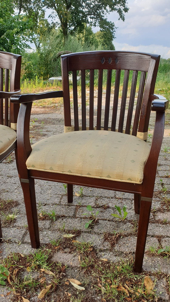 Image 1 of 6 Eiken Jugendstil Eetkamer Armstoelen 