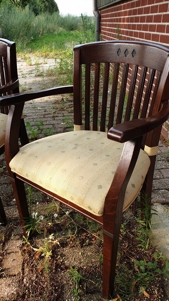 Image 1 of 6 Eiken Jugendstil Eetkamer Armstoelen 