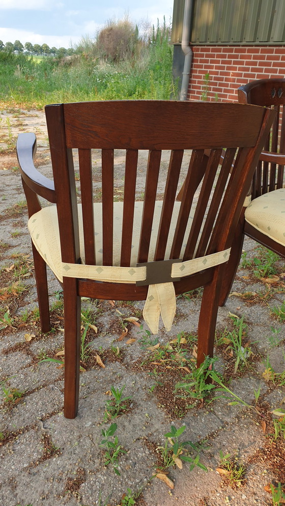 Image 1 of 6 Eiken Jugendstil Eetkamer Armstoelen 